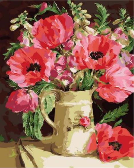 Poppy Flower Diy Paint By Numbers Kits UK PL0207