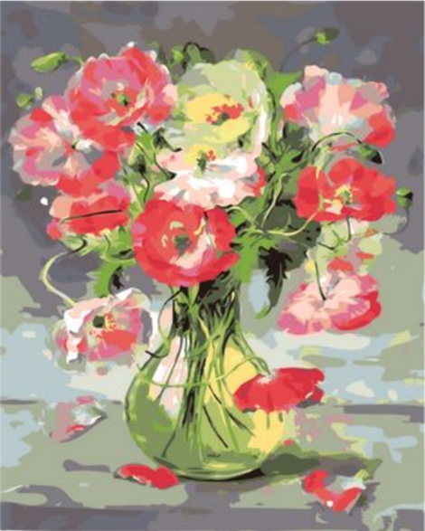 Poppy Flower Diy Paint By Numbers Kits UK PL0217