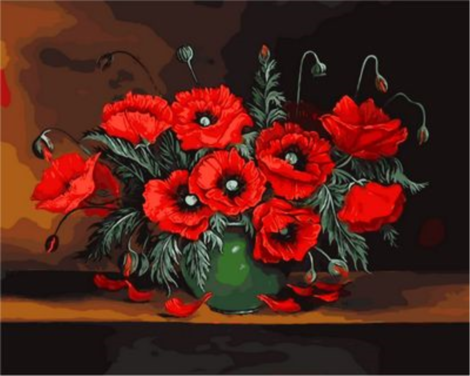 Poppy Flower Diy Paint By Numbers Kits UK PL0218