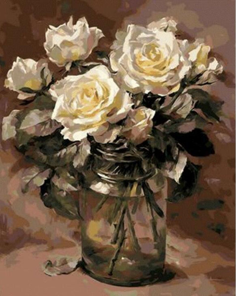 Rose Flowers Diy Paint By Numbers Kits UK PL0498