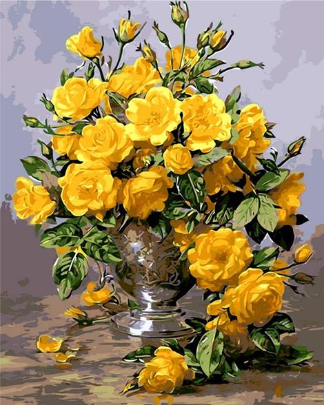 Rose Flowers Diy Paint By Numbers Kits UK PL0511