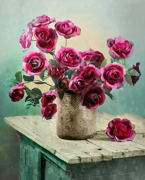 Rose Flowers Diy Paint By Numbers Kits UK PL0522