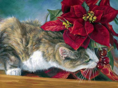 Cat In Flower Diy Paint By Numbers Kits UK PE0306