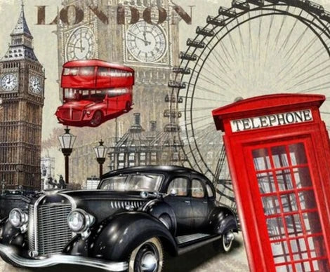 Cars London Tower Diy Paint By Numbers Kits LS373