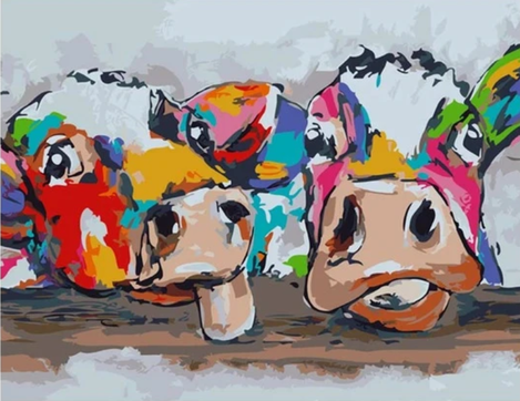 Colorful Cow Diy Paint By Numbers Kits UK FA0007