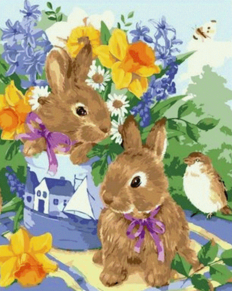 Animal Rabbit Diy Paint By Numbers Kits UK AN0863