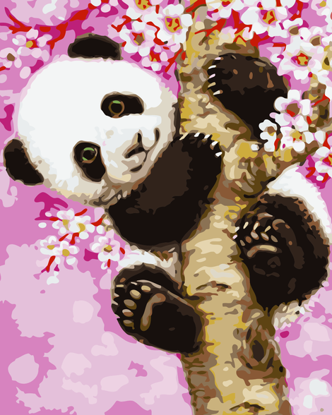 Lovely Panda On the Tree Diy Paint By Numbers Kits UK AN0145