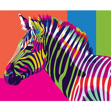 Colorful Zebra Diy Paint By Numbers Kits UK AN0155