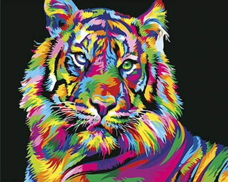 Colorful Tiger Diy Paint By Numbers Kits UK AN0018