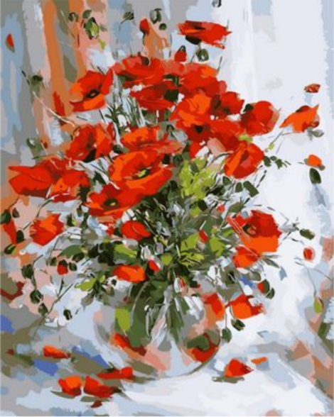 Poppy Flower Diy Paint By Numbers Kits UK PL0204