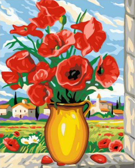 Poppy Flower Diy Paint By Numbers Kits UK PL0208