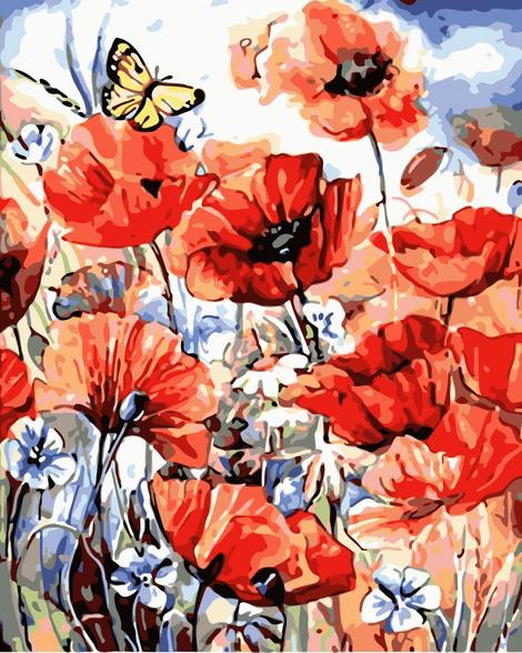 Poppy Flower Diy Paint By Numbers Kits UK PL0211