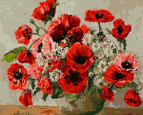 Poppy Flower Diy Paint By Numbers Kits UK PL0220