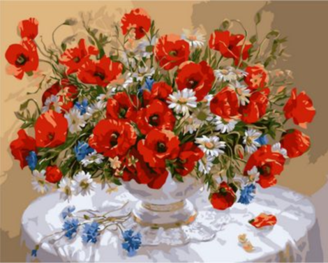 Poppy Flower Diy Paint By Numbers Kits UK PL0224