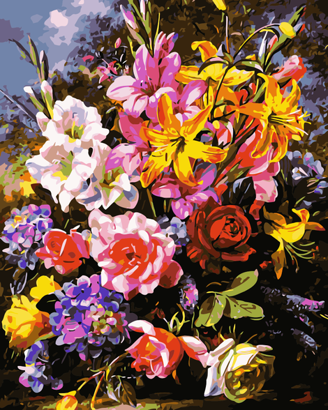 Flower Diy Paint By Numbers Kits UK PL0026