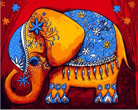 Cartoon Elephant Diy Paint By Numbers Kits UK FK404