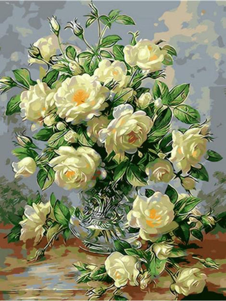 Rose Flowers Diy Paint By Numbers Kits UK PL0497
