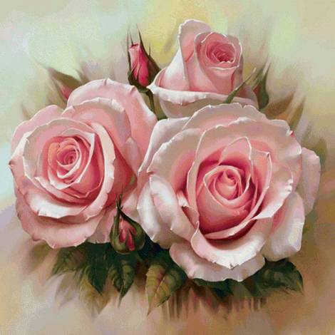 Rose Flowers Diy Paint By Numbers Kits UK PL0499