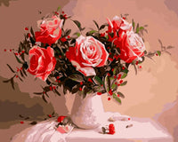 Rose Flowers Diy Paint By Numbers Kits UK PL0519