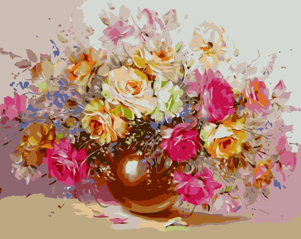 Rose Flowers Diy Paint By Numbers Kits UK PL0521