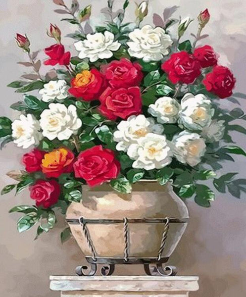 Rose Flowers Diy Paint By Numbers Kits UK PL0527