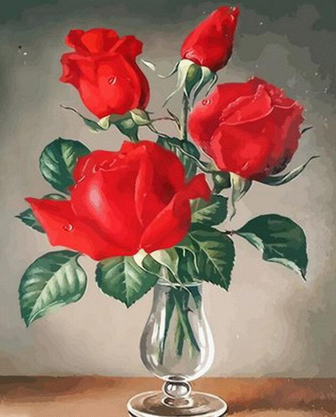 Rose Flowers Diy Paint By Numbers Kits UK PL0531