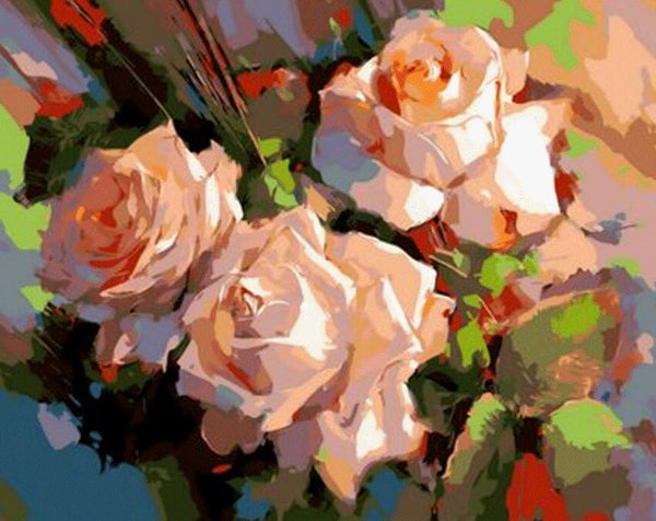 Rose Flowers Diy Paint By Numbers Kits UK PL0532