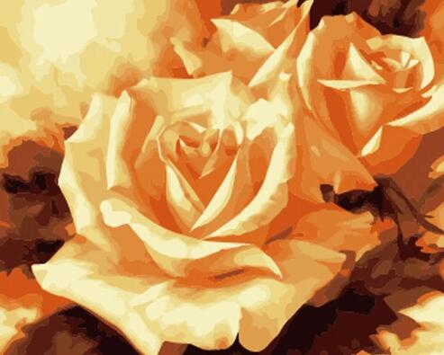 Rose Flowers Diy Paint By Numbers Kits UK PL0534
