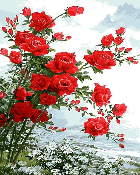 Rose Flowers Diy Paint By Numbers Kits UK PL0537