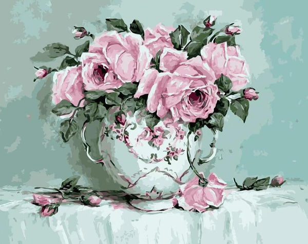 Rose Flowers Diy Paint By Numbers Kits UK PL0539