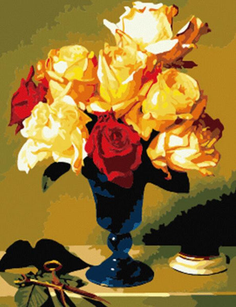 Rose Flowers Diy Paint By Numbers Kits UK PL0548