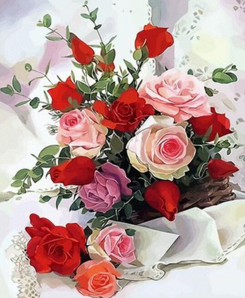 Rose Flowers Diy Paint By Numbers Kits UK PL0551