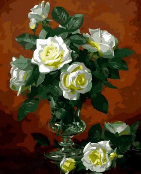 Rose Flowers Diy Paint By Numbers Kits UK PL0555