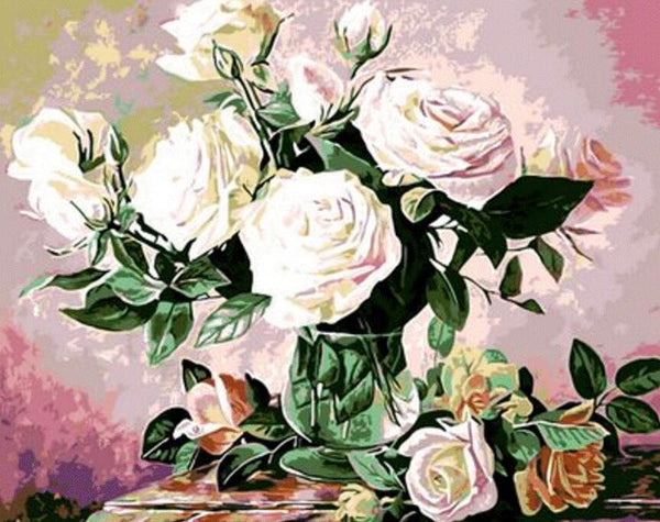 Rose Flowers Diy Paint By Numbers Kits UK PL0556