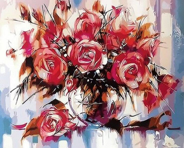 Rose Flowers Diy Paint By Numbers Kits UK PL0557