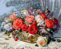 Rose Flowers Diy Paint By Numbers Kits UK PL0558