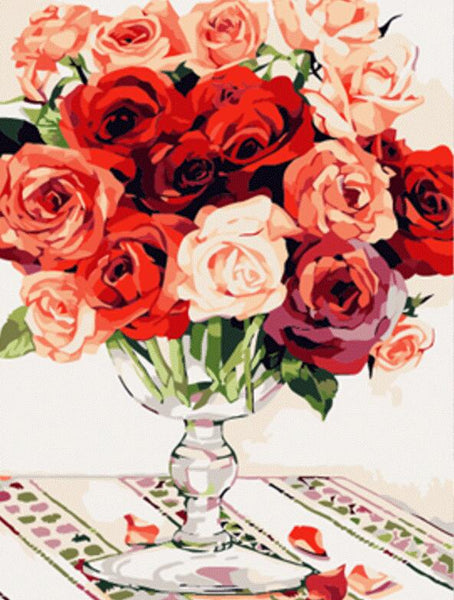 Rose Flowers Diy Paint By Numbers Kits UK PL0561