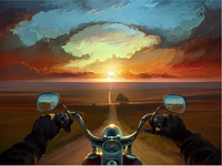 Motorbike Sunset Diy Paint By Numbers Kits UK VE0021