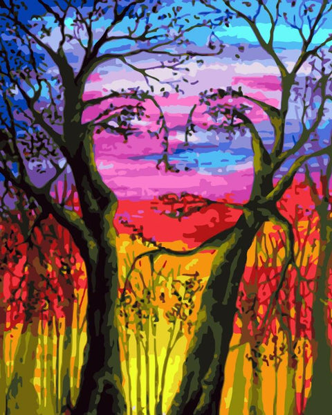 Abstract Art Tree＆ Girl Diy Paint By Numbers Kits For Adults UK PL0096