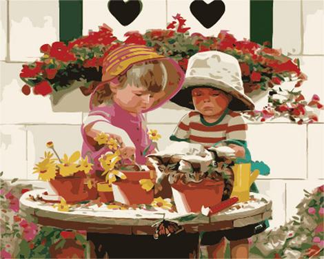 Portrait Boy And Girl Diy Paint By Numbers Kits UK PO0269