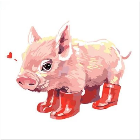 Pig Red Boots Diy Paint By Numbers Kits UK FA0009