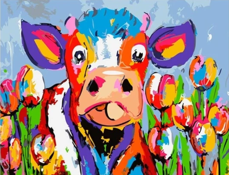 Colorful Cow Diy Paint By Numbers Kits UK AN0502