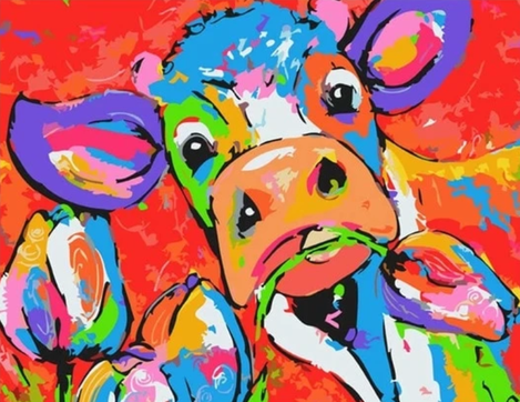 Colorful Cow Diy Paint By Numbers Kits UK AN0503