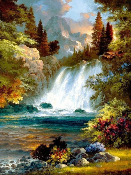 Mountain Waterfall Diy Paint By Numbers Kits UK LS076