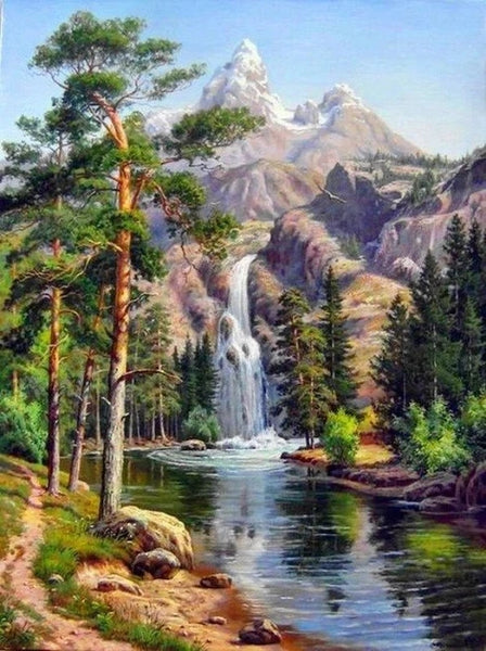 Nature Landscape Waterfall Diy Paint By Numbers Kits UK LS028