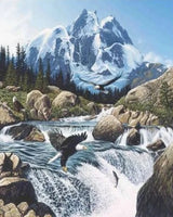 Mountain Landscape Diy Waterfall Paint By Numbers Kits UK LS073