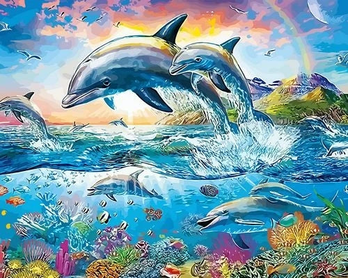 Sea Dolphin Diy Paint By Numbers Kits Diy UK MA087