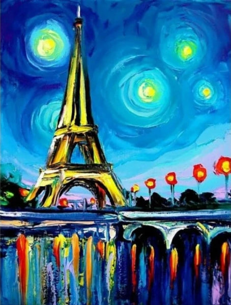Paris Eiffel Tower Diy Paint By Numbers Kits UK BU0053