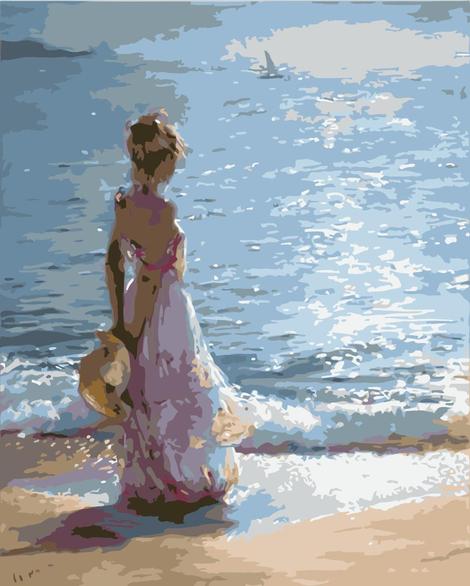 Beach Gril Portrait Diy Paint By Numbers Kits UK PO0007