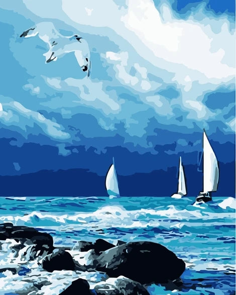 Boat Diy Sea Abstract Paint By Numbers Kits UK LS046